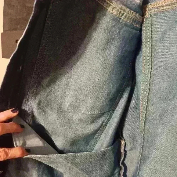 Women's Juniors XL GS 115 Acid Wash Distressed Patchwork Button Down Jean Jacket - Picture 9 of 16